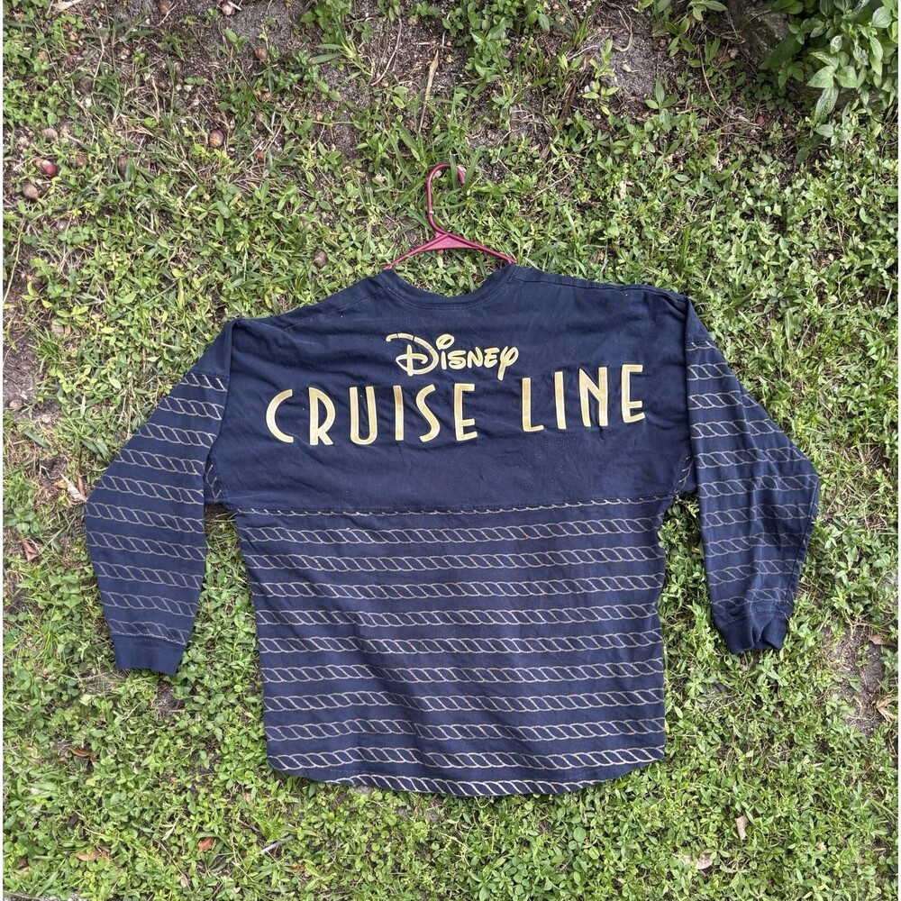 Disney Cruise Line Spirit Jersey Rope Navy Gold Long Sleeve Pullover Shirt Lg